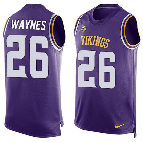 Vikings #26 Trae Waynes Purple Team Color Men's Stitched NFL Limited Tank Top Jersey